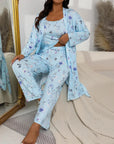Comfy 3-Piece Pajama Set – Robe, Camisole & Long Pants