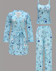 Comfy 3-Piece Pajama Set – Robe, Camisole & Long Pants