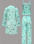 Comfy 3-Piece Pajama Set – Robe, Camisole & Long Pants
