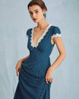 Lace Polka Ruched Maxi