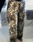 Leopard Diamanté Flared Jeans