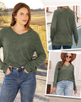 Women's V Neck Long Sleeve Solid Sweater