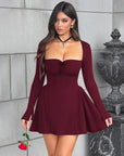Slim-Fit Long Sleeve Bustier Dress