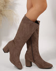 Women's Chunky Heel Pointed Toe Knee-High Boots