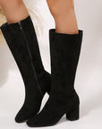 Women's Chunky Heel Pointed Toe Knee-High Boots