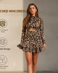 Women's Leopard Print Ruched Mini Dress