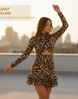 Women's Leopard Print Ruched Mini Dress