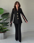 Women's Elegant Split Sleeve Blazer & Pants 2-Piece Set