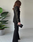 Women's Elegant Split Sleeve Blazer & Pants 2-Piece Set