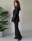 Women's Elegant Split Sleeve Blazer & Pants 2-Piece Set