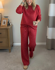 Women's Glitter Pullover Sweater & Pants 2-Piece Set