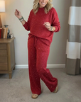 Women's Glitter Pullover Sweater & Pants 2-Piece Set