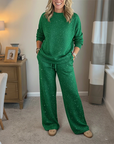 Women's Glitter Pullover Sweater & Pants 2-Piece Set