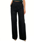 High-Waist Glitter Straight-Leg Trousers