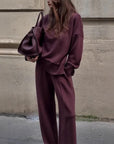 High-Neck Side-Zip Sweatshirt & Pants Set