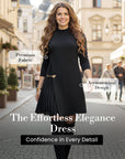 Elegant Long Sleeve Pleated Panel Dress