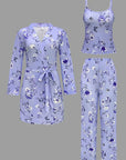 Comfy 3-Piece Pajama Set – Robe, Camisole & Long Pants