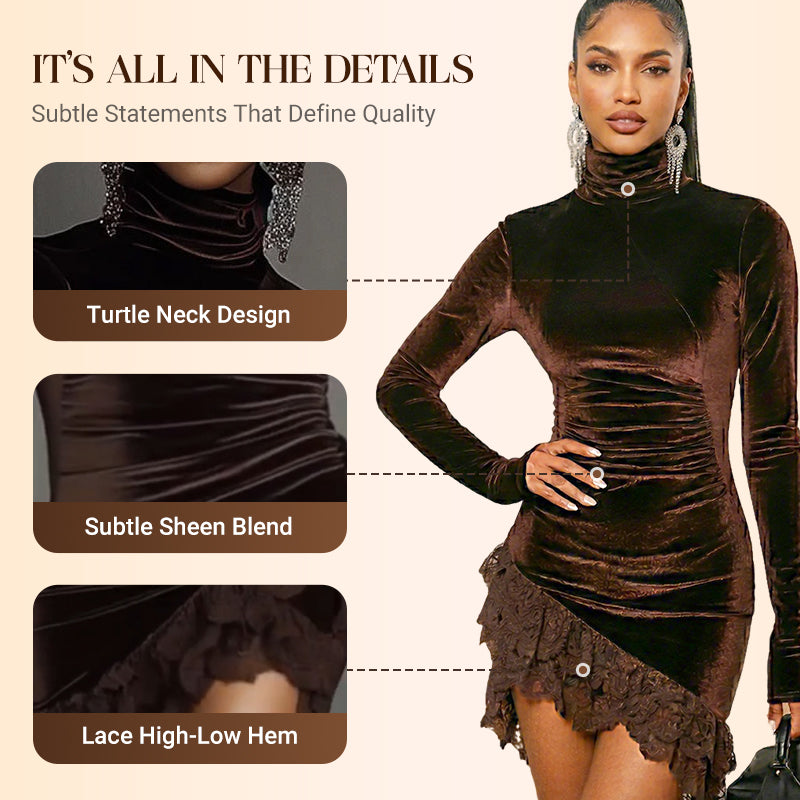 Women's Elegant Asymmetrical Lace Trim Dress