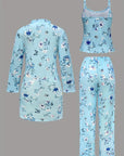 Comfy 3-Piece Pajama Set – Robe, Camisole & Long Pants