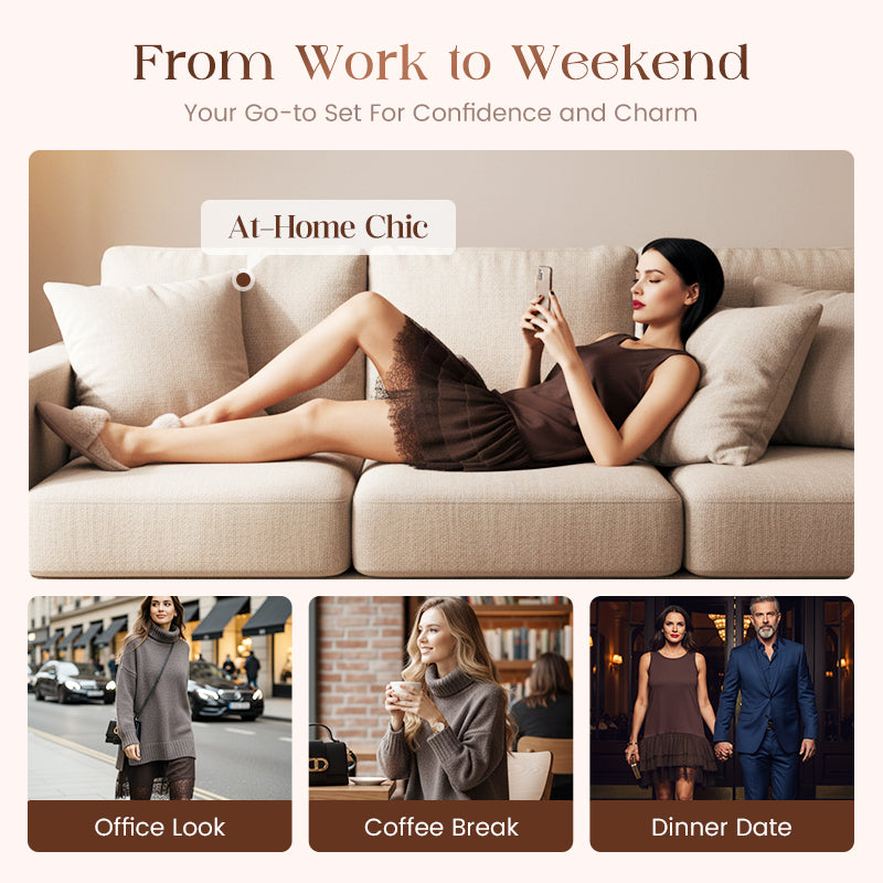 📢59% OFF NOW🔥Turtleneck Sweater Mini Dress Set