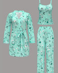 Comfy 3-Piece Pajama Set – Robe, Camisole & Long Pants
