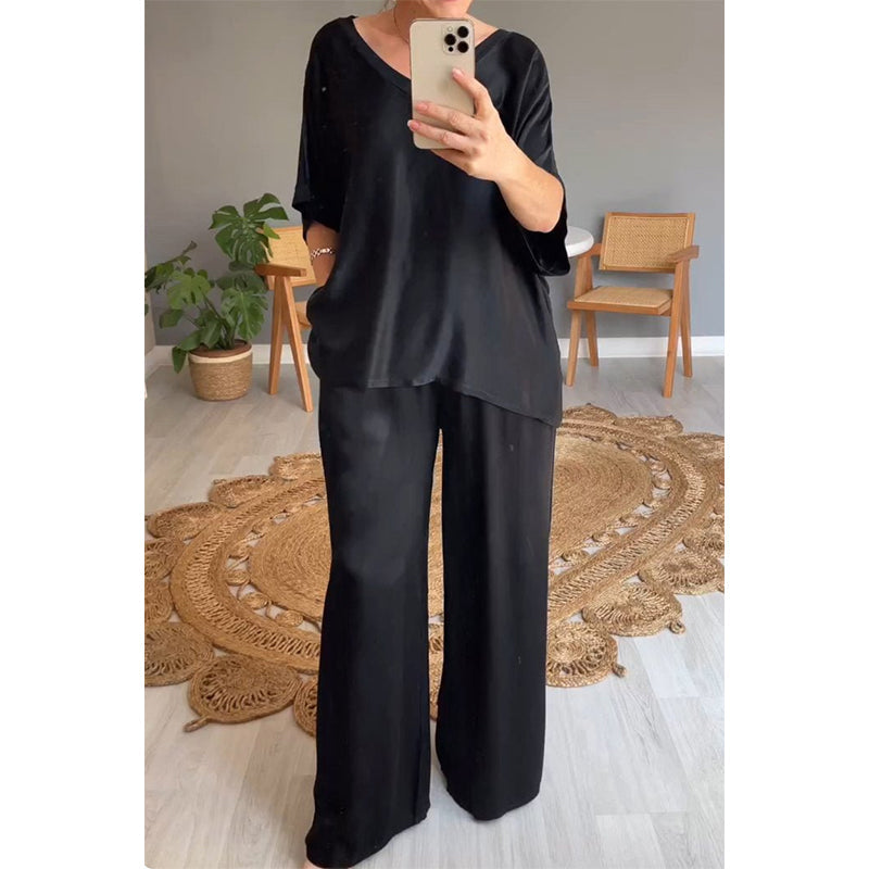 Loose Satin Women's Top &amp; Pants Set