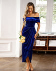 Women's Elegant Off Shoulder Maxi Ruched Dress
