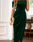 Women's Elegant Off Shoulder Maxi Ruched Dress