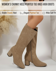 Women's Chunky Heel Pointed Toe Knee-High Boots