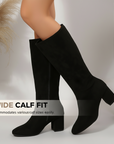Women's Chunky Heel Pointed Toe Knee-High Boots