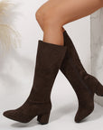 Women's Chunky Heel Pointed Toe Knee-High Boots