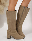 Women's Chunky Heel Pointed Toe Knee-High Boots