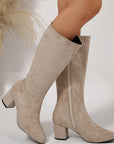 Women's Chunky Heel Pointed Toe Knee-High Boots