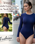 Women's Stretch Long Sleeve Crew Neck Bodysuit
