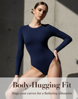 Women's Stretch Long Sleeve Crew Neck Bodysuit