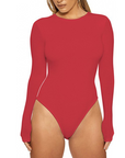 Women's Stretch Long Sleeve Crew Neck Bodysuit