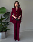 Women's Elegant Split Sleeve Blazer & Pants 2-Piece Set