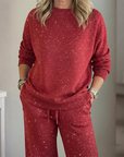 Women's Glitter Pullover Sweater & Pants 2-Piece Set