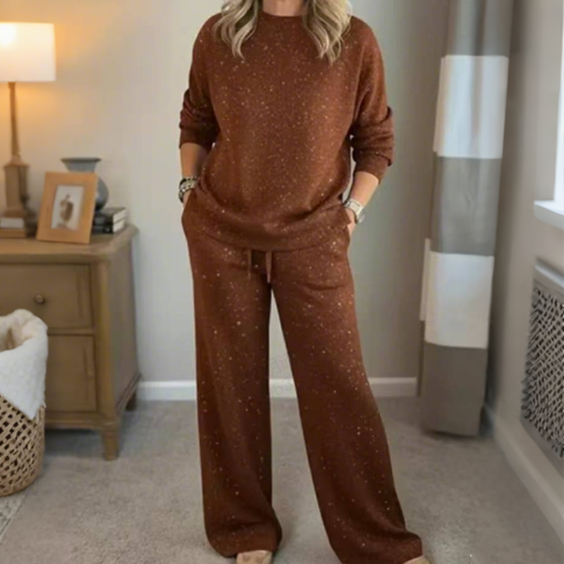 Women's Glitter Pullover Sweater &amp; Pants 2-Piece Set