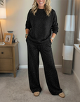 Women's Glitter Pullover Sweater & Pants 2-Piece Set