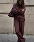 High-Neck Side-Zip Sweatshirt & Pants Set