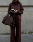 High-Neck Side-Zip Sweatshirt & Pants Set