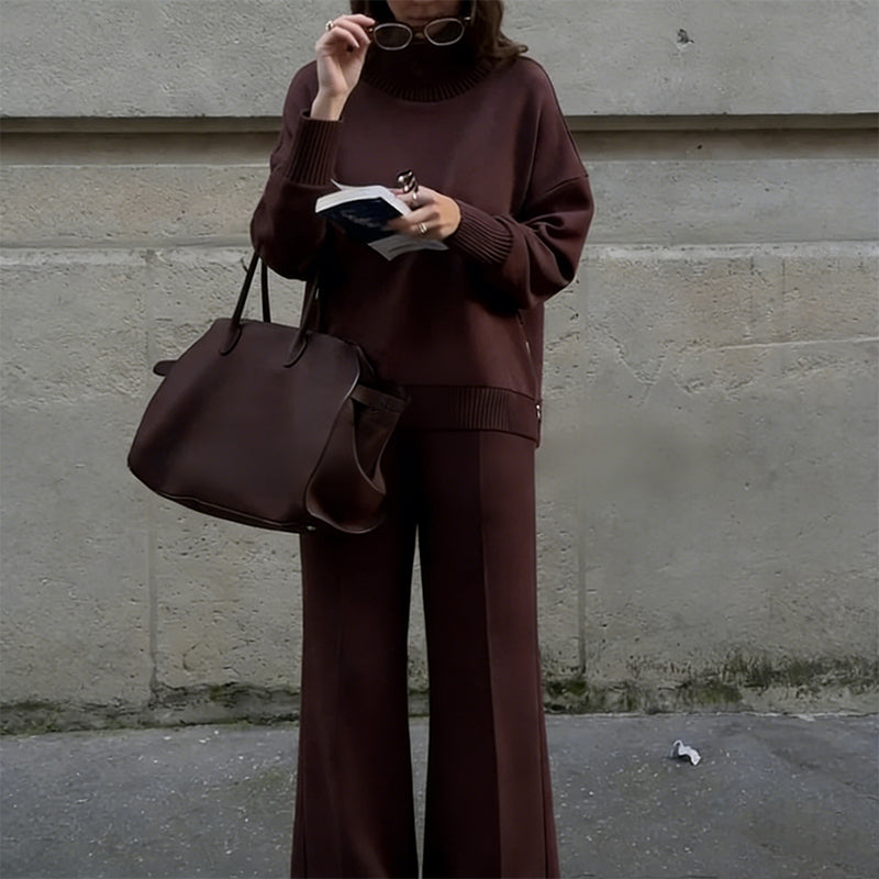 High-Neck Side-Zip Sweatshirt &amp; Pants Set