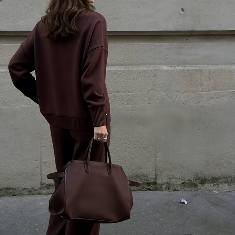 High-Neck Side-Zip Sweatshirt &amp; Pants Set