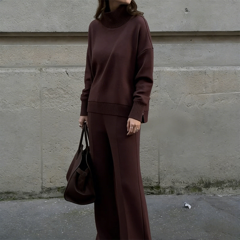 High-Neck Side-Zip Sweatshirt &amp; Pants Set